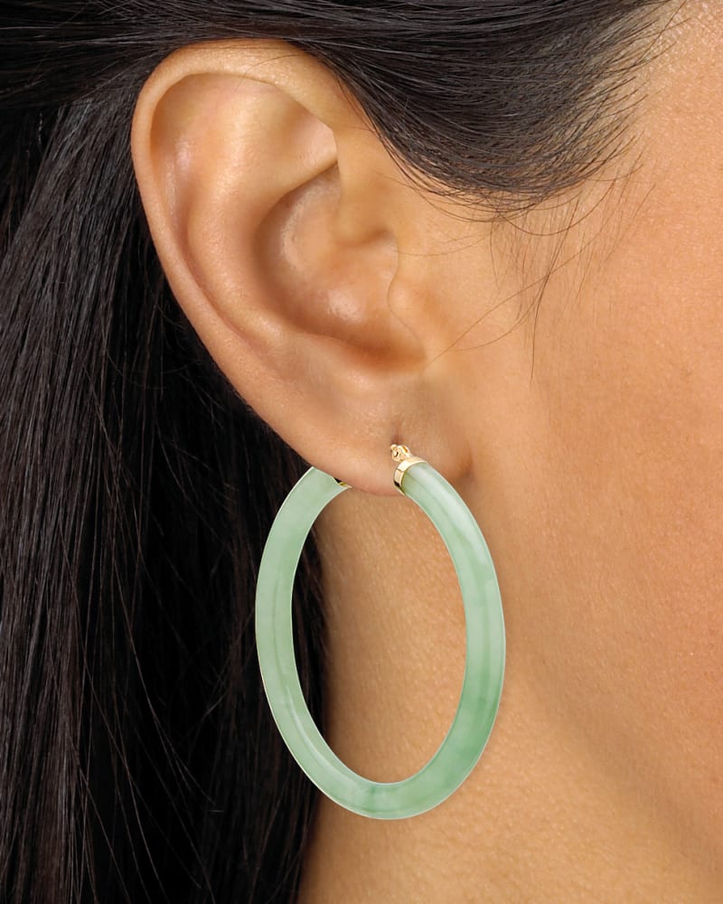Large jade hoop earrings clearance